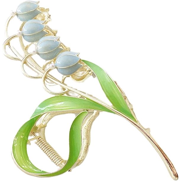 DPWOUM Pinzas para el cabello con flor de lirio de los valles doradas, pinzas para el cabello de orquídeas, horquillas de metal con flores, pinzas para el cabello con flor de lirio, pinzas para el cab