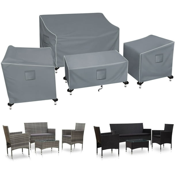 Siruiton 4 Pieces Patio Set Cover, Patio Conversation Set Covers, Patio Furniture Sets Covers