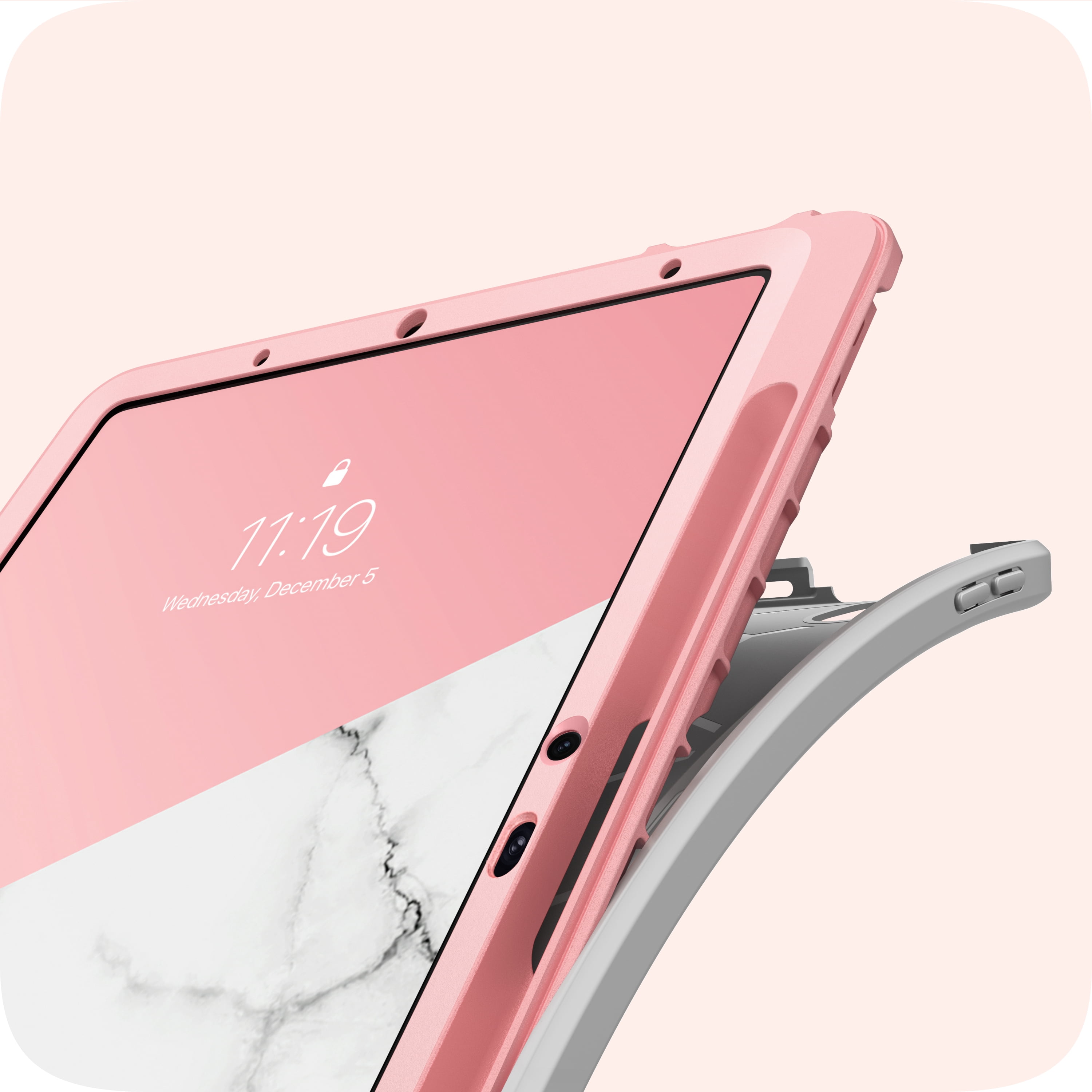 i-Blason for Apple iPad Air 11/10.9 inch Case 6th/5th/4th Generation 2024 [Built-in Screen Protector & Pencil Holder] Full-Body Trifold Stand Protective Smart Cover, Pink