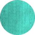 thumbnail image 1 of Ahgly Company Machine Washable Indoor Round Abstract Turquoise Blue Contemporary Area Rugs, 8' Round, 1 of 4