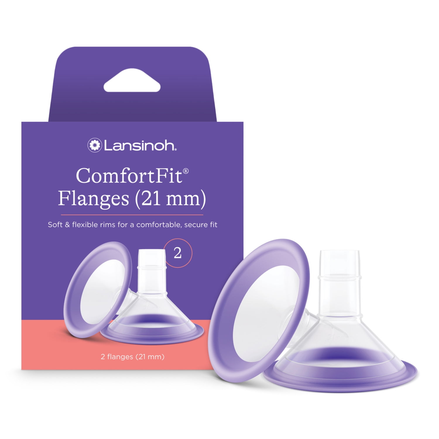 Lansinoh ComfortFit Breast Pump Flanges, 21mm, 2 Count, for Lansinoh Pumps