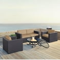 thumbnail image 3 of Crosley Furniture Biscayne 5Pc Outdoor Wicker Conversation Set W/Fire Pit Mocha/Brown - Ashland Firepit, 2 Armchairs, & 2 Corner Chairs, 3 of 4