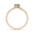 thumbnail image 2 of ANGARA Natural Two Stone Emerald Bypass Ring with Diamond Accents in 14K Rose Gold for Women (Size-3mm) | May Birthstone, Birthday, Anniversary, Jewelry Gift for Women | Natural Emerald Ring, 2 of 7