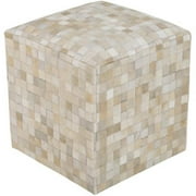 Surya Rug Taupe Leather Pouf - 18 x 18 x 18 in.