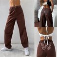 thumbnail image 2 of Gibobby tallas grandes en pantalones para mujer, informales, de pierna ancha, sueltos, de cintura alta, estampados (Khaki, S), 2 of 5