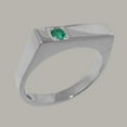 thumbnail image 2 of LBG British Made 14k White Gold Real Genuine Emerald Mens Band Ring - 33 size options - Size 8.25, 2 of 6