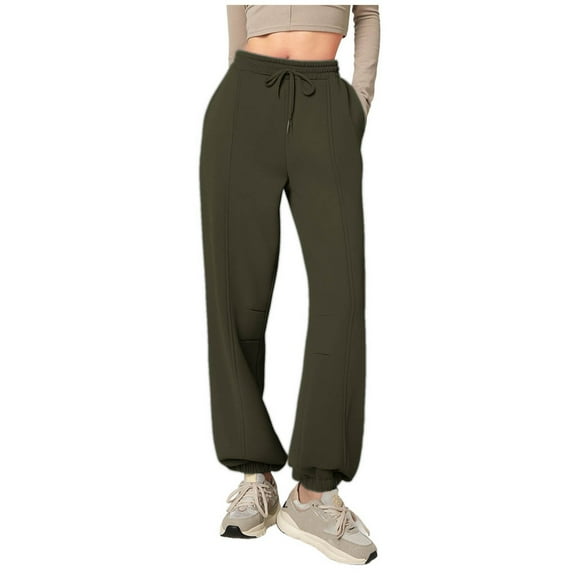 Gswybco Sweatpants for Women Elastic Waist Pants With Pockets Sporty Gym Fit Jogger Pants Lounge Trousers