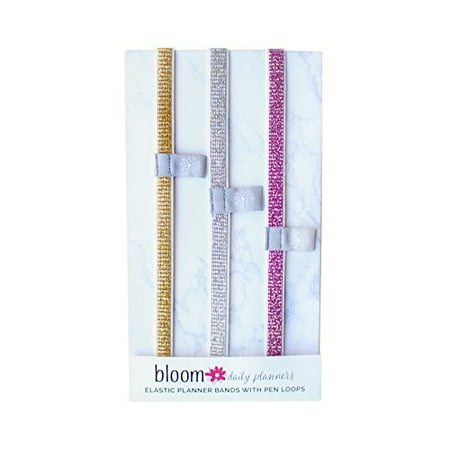 bloom daily planners Elastic Planner Bands - Set of 3 Metallic Planner Bands Bookmarks Pen (Best Pens For Erin Condren Planner)