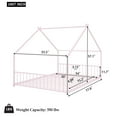 thumbnail image 4 of Bellemave Full Size Metal House Bed with Headboard and Footboard Montessori House Bed, Metal Floor Bed with Roof, No Box Spring Needed, Pink, 4 of 11
