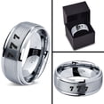thumbnail image 4 of Tungsten Lucky Number Seven Band Ring 8mm Men Women Comfort Fit Gray Step Bevel Edge Brushed Polished, 4 of 4