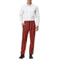 thumbnail image 2 of Unique Bargains Men's Striped Pants Business Skinny Fit Color Block Trousers 38 Red Black, 2 of 6