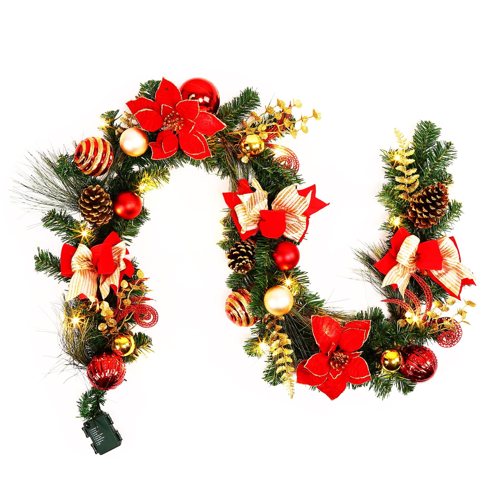 Christmas Lighted Garland, 6FT 20 LED PreLit Christmas Garland with