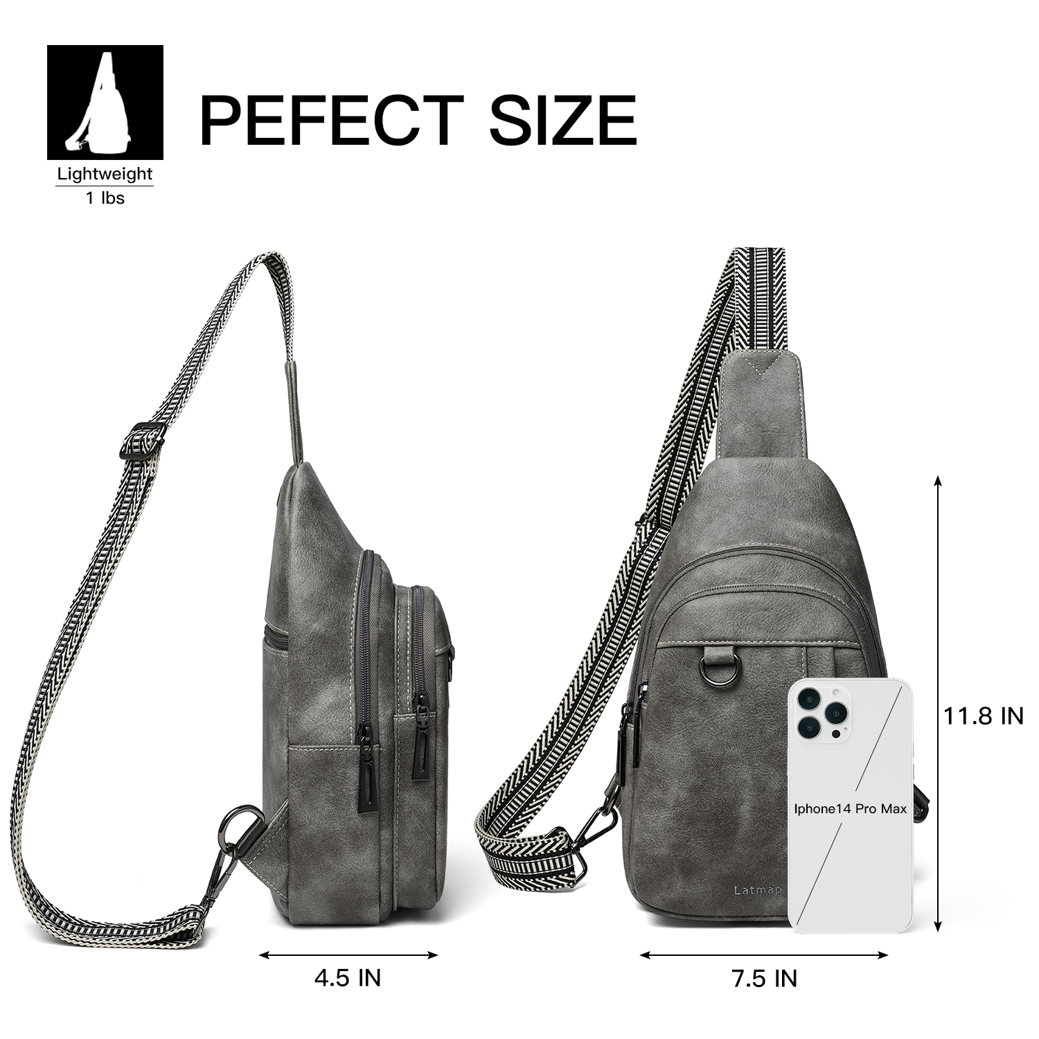 7L Sling Bag for Women & Men, Leather Anti-Theft Crossbody Backpack, Small Daypack Fanny Pack for Travel, Hiking, and Work