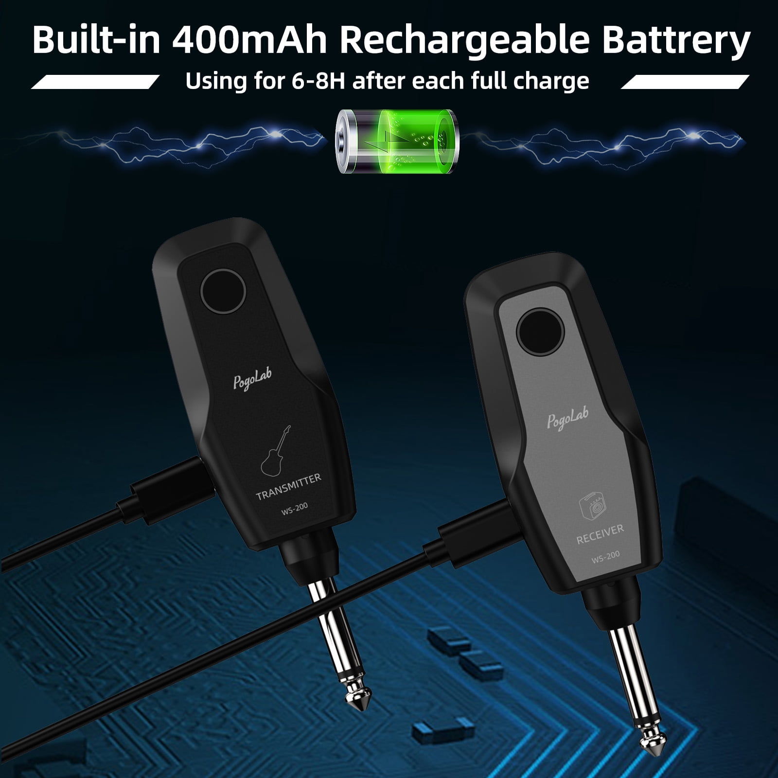 POGOLAB 2.4GHz Wireless Audio System 2.4G Guitar Wireless Transmitter &Receiver