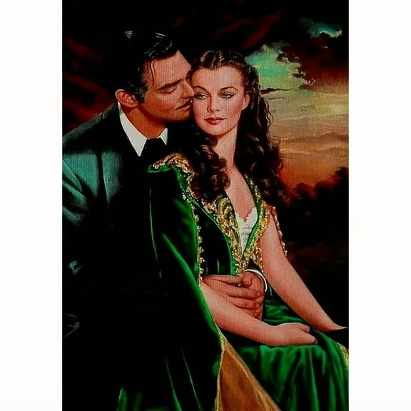 5D Embroidery Gone with the Wind couple Diamond Art Painting - Full Round Rhinestone Mosaic Home Decor