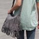 thumbnail image 2 of Bolso bandolera con flecos, bolso bandolera con borlas, bolso estilo western con flecos., 2 of 7