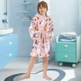 thumbnail image 5 of FORMRS Niños Bathrobe Unisex Hooded Robe Soft Plush Pajamas Sleepwear, Size 2-3T, Pink Halloween Ghosts, 5 of 7