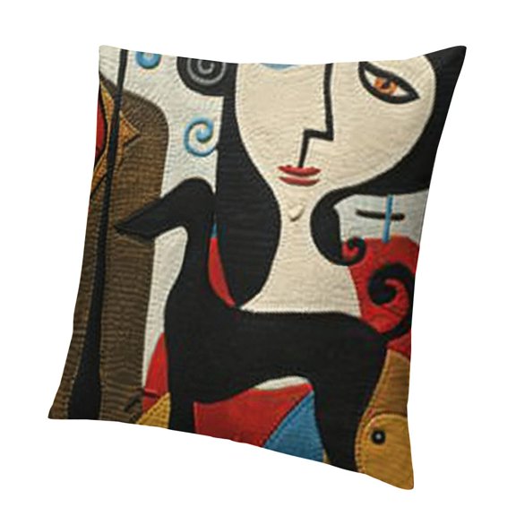 BANET Embroidered Decorative Throw Pillows Covers for Sofa Decor Cushion Cases (Cartoon Dog) 12x12in