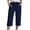 Dark Blue, variant on 2026 New Cotton Capri Pants for Women Wide Leg Lightweight Summer Capris Casual Elastic Waist Beach Cropped Trousers with Pocket(Dark Green,S)