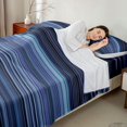thumbnail image 4 of Castle Fairy Vintage Horizontal Stripe King Sheets 4pcs,Retro Thin Line Bedding,Indigo Periwinkle Navy,1 Flat Sheet, 1 Fitted Sheet and 2 Pillowcases, 4 of 7