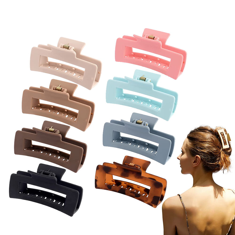  Claw Clips Hair Clips for Women, Large Rectangle Hair Claw  Clips for Thin & Thick Hair Preppy Hair Clips Big Neutral Claw Hair Clips  Matte Nonslip Strong Hold Clips Set (8/10
