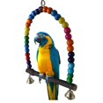 thumbnail image 2 of Juguetes de madera para pájaros, columpios para loros que incluyen campanas, cuentas de madera, elegantes columpios colgantes con coloridas secciones de columpios, 2 of 5