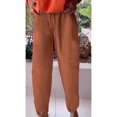 thumbnail image 3 of yunLCZ Pants for Women High Waisted Women's Capri Pants High Waist Drawstring Bottom With Button Cotton Loose Casual Trouser With Pockets, 3 of 4