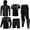 A TYPE BLACK, variant on BUYJYA 5Pcs Men's Workout Set Gym Clothing Compression Leggings Shorts Shirt Long Sleeve Top for Running