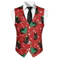 thumbnail image 5 of Yuyamidu Black Cat Men's Formal Suit Vest Fit for Business or Casual Dress Slim Fit Waistcoat with Pockets Xmas Tree Daily Wear Clothing Size 2XL, Red Christmas, 5 of 7