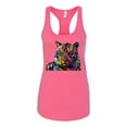 thumbnail image 2 of Wild Bobby, Colorful Rainbow Tiger Animal Lover Ladies Racerback Tank Top, Hot Pink, Medium, 2 of 5