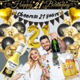 thumbnail image 4 of YANSION 21st Birthday Decoration for Men, 21st Black Gold Balloons with Cheers to 21 Years Banner, Beer & Beer Mug Foil Balloons, Number 21 Foil Balloons for Birthday Party Decorations, 4 of 6