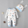 thumbnail image 2 of Gunia Boys Girls Easter Outfit Rabbit Carrot Print Striped Bodysuit + Matching Hat 2 Piece Set Soft Cotton Long Sleeve Romper Clothes Set 3-24 Months, 2 of 9