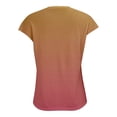 thumbnail image 4 of Women's Gradient Color Transition Knit Short Sleeve Top, Soft Stretchy Crew Neck Pullover Sweater with Breathable Comfort for Casual Daily Wear, Spring Summer Fashion and Versatile Layering Orange S, 4 of 5