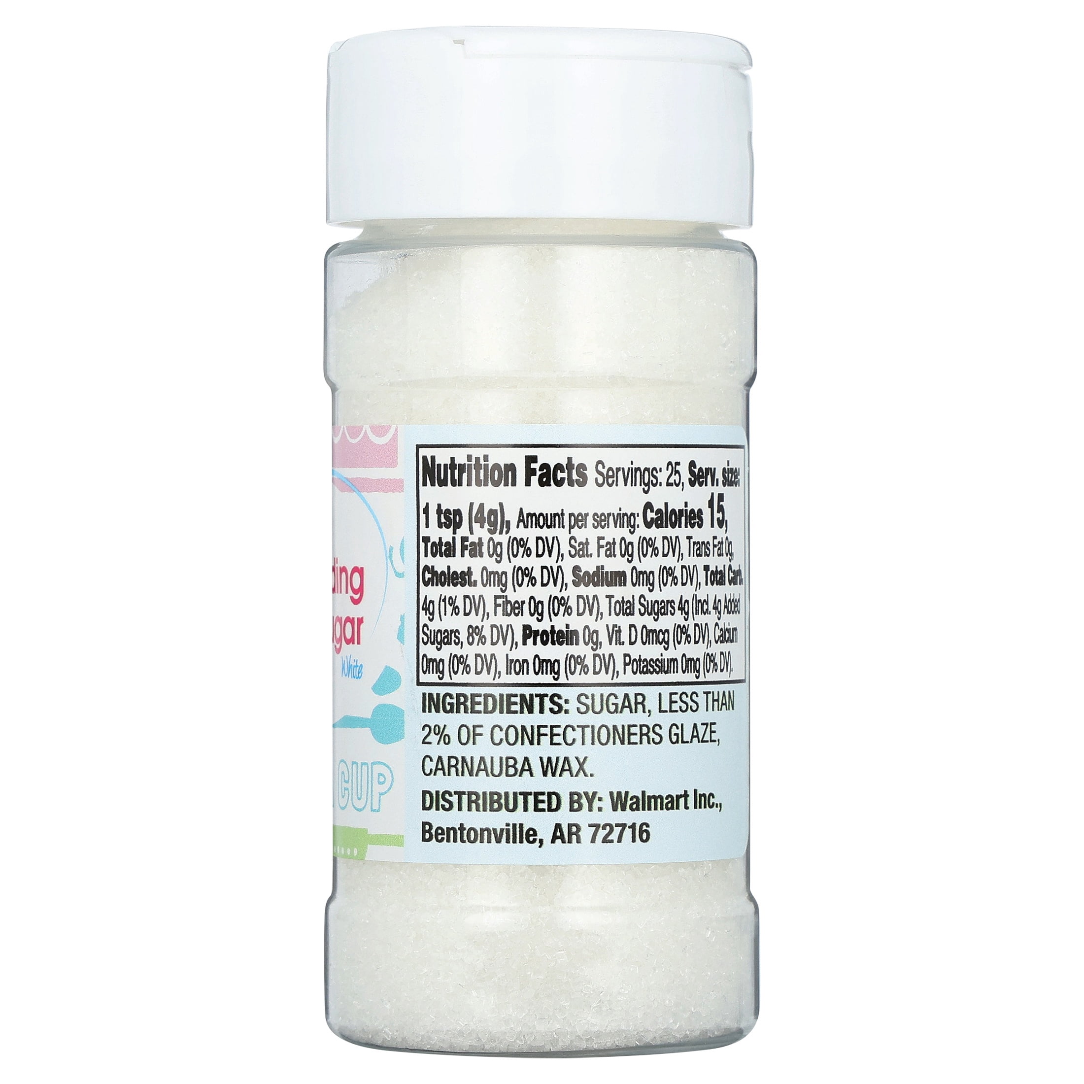 Great Value Sanding Sugar, White, 3.5 oz