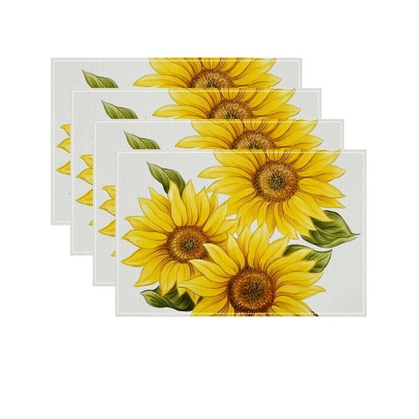 Mesa de Pascua Decoración de la Flor Conejo de Pascua de la Mesa Alfombra Antideslizante, Lavable, Resistente Al Calor Cocina Comedor Decoración Bandeja Alfombra 12 X 18 Pulgadas 4 Piezas