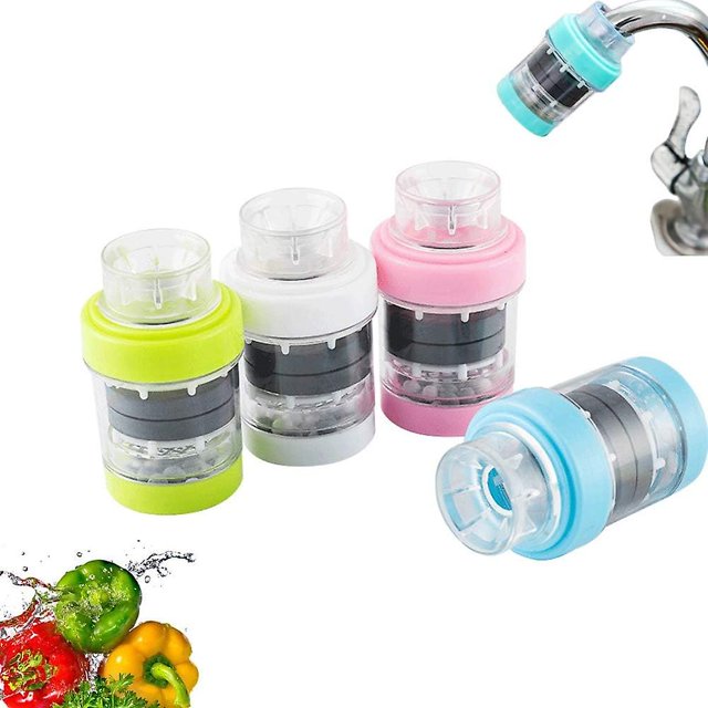 Pink Grifo de agua de carbón activado, purificador de limpieza de grifo de agua, filtro de interfaz universal con un elemento filtrante (4 piezas)