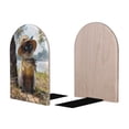 thumbnail image 2 of Susaid Cat In Sun Hat Print Wooden Bookends Decorative Book Ends for Shelves Heavy Books Holder Organizer Non-Slip Desk Book End for Kids Room Office School 1 Pairs, 2 of 8