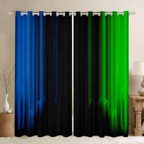 jejeloiu Geometric Stripes Lines Black Out Curtains,Green Black Blue Curtains Pack of 2 (42x63 Each) For Men Women