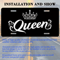 thumbnail image 3 of 1 Pcs License Plate Covers & Frames, "Queen" with Elegant White Typography and Crown For Decorative Front, Aluminum License Plate Covers & Frames Cover For Men Women, 12" X 6", 3 of 7