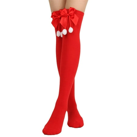 

Bow Christmas Stockings Girls Over Knee Long Striped Socks Women s Stripes Solid Thigh High Socks Sexy Leg Warmer Warm Hosiery