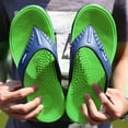 thumbnail image 5 of HNMKIU Mens Slippers Summer Beach Flip Flops with Comfortable Sole for Casual Outdoor Daily Wear Lightweight On Sandals Flip Flops for Men Z02_Green,9.5, 5 of 7
