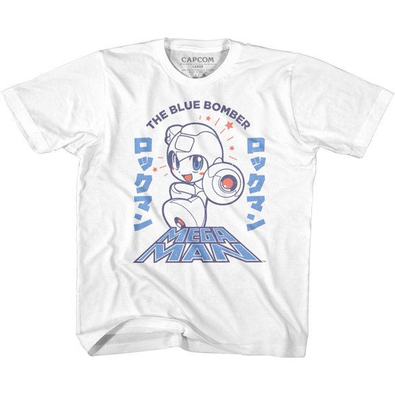 Mega Man Mega Man Blue Bomber White Youth T-Shirt
