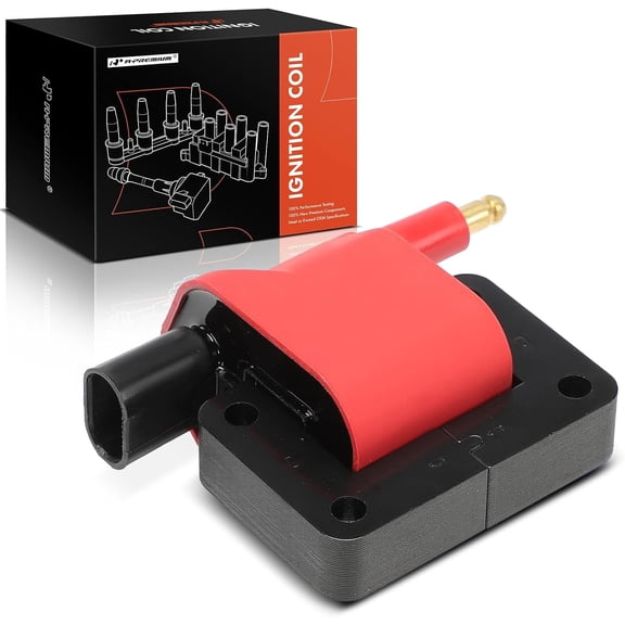 A-Premium (Red) Engine Ignition Coil Compatible with Chrysler Dodge Jeep & Plymouth Vehicles - Ram 1500 2500 3500, LeBaron, Cherokee XJ, Acclaim - 2.2L 2.5L 3.9L 4.0L 5.2L 5.9L I4 I6 V6 V8