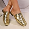 thumbnail image 6 of HAOTAGS Women Mule Slides Flat,Breathable Square Toe Pump Slide On Summer Shoes Gold 9, 6 of 9