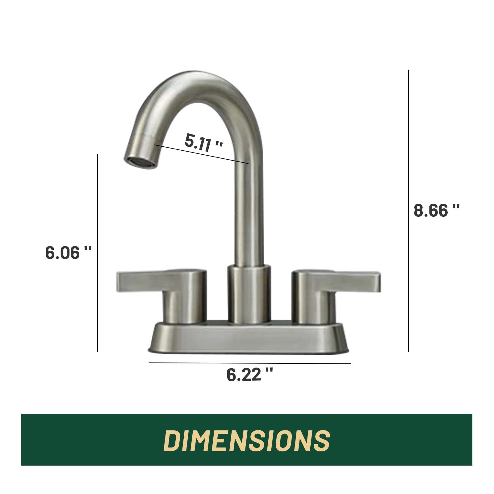 Cobbe Brushed Nickel 4 Inch Centerset Bathroom Faucet, Bathroom Vanity Lavatory Faucets for Sink 3 Hole 2 Handle, Swivel Spout with Brass Drain Assembly