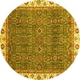 thumbnail image 1 of Ahgly Company Machine Washable Indoor Round Oriental Yellow Traditional Area Rugs, 3' Round, 1 of 4