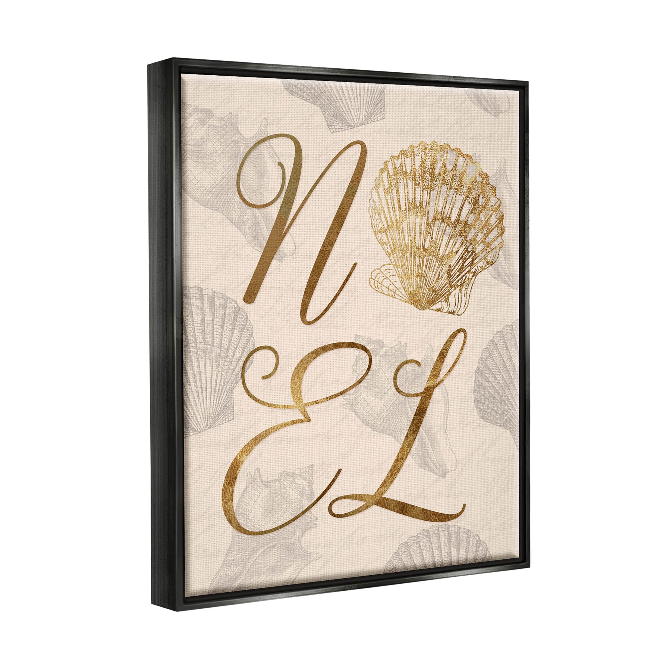 Noel Holiday Seashell Detail Holiday Graphic Art Jet Black Framed Art Print Wall Art