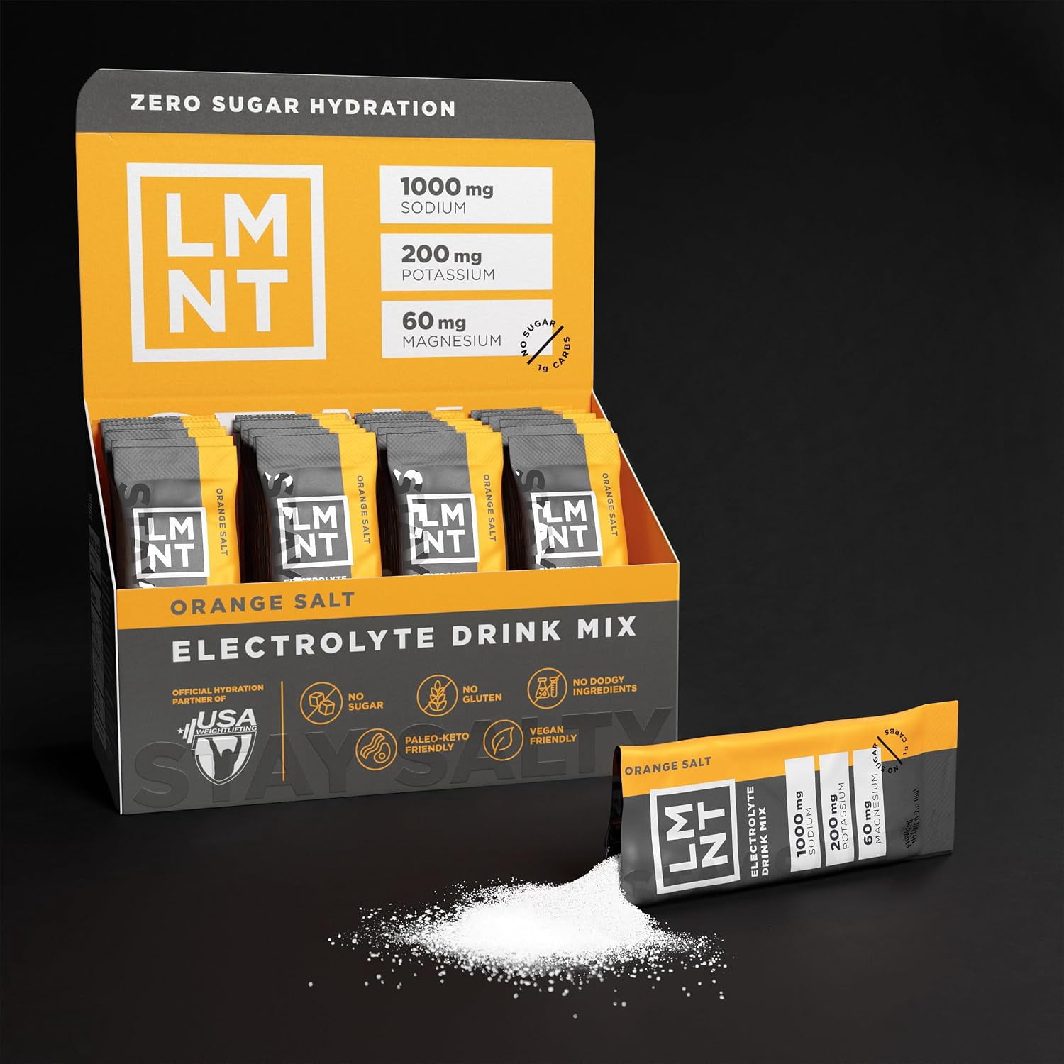 LMNT Zero Sugar Electrolyte Drink Mix - Orange - 12 Count
