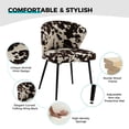 thumbnail image 5 of Velvet Upholstery Comfy Dining Chair Accent Channel Tufted Metal Legs Home Living Room Bedroom Kitchen Cowhide, 5 of 7