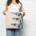thumbnail image 3 of Throw Pillow Covers 18x18 Inch, Ocean Fish Decorative Pillow Cases for Couch Sofa Bed, Coastal Blue Watercolor Coastal Monochrome Cotton Linen Square Home Decor Pillowcases with Hidden Zipper, 3 of 7